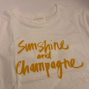 Panache Apparel “Sunshine and Champagne” Graphic Tee – White/Yellow – NWOT – S